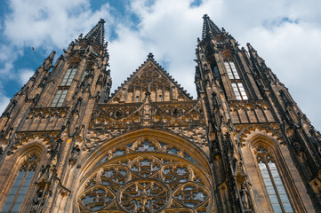 Fototapeta na wymiar Fragment of Saint Vitus Cathedral at Prague, Czech Republic
