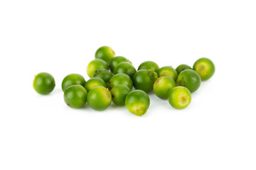 green color black pepper on white background