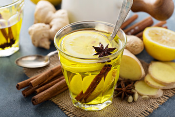 Ginger tea with lemon
