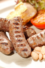 sausages with grilled vegetables