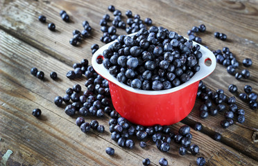 Fresh bilberry fruit in a bowl, organic berries