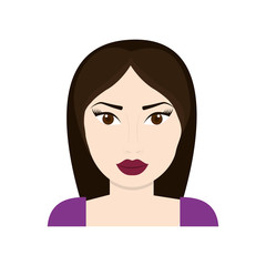 woman girl female avatar black hair icon. Isolated and flat illustration. Vector graphic