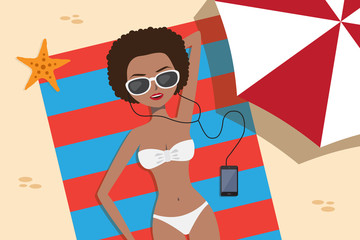 Girl relaxing on the beach