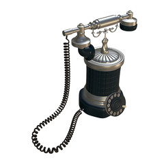 Retro style phone 3d illustration