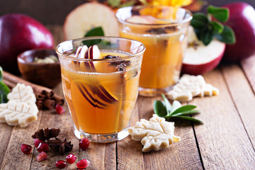 Warm apple cider with spices