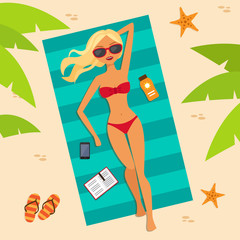 Girl relaxing on the beach