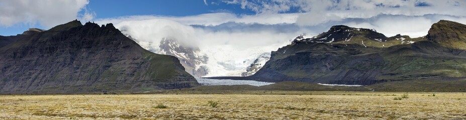 panoramic view to glacier and canyon