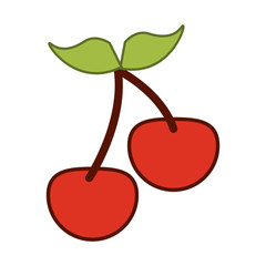 flat design cherry pair icon vector illustration
