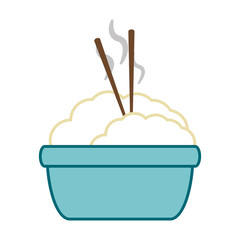 flat design rice with chopsticks icon vector illustration