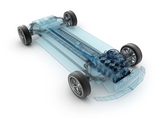 Obraz na płótnie Canvas Car base design, wire model.3D illustration. My own car design.