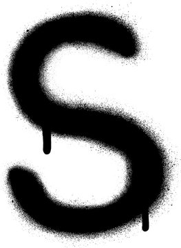 Fototapeta sprayed S font graffiti with leak in black over white