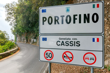 Road sign at the Portofino.