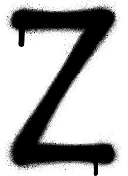 sprayed Z font graffiti with leak in black over white