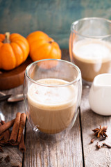 Pumpkin latte in glasses