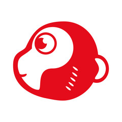 flat design single monkey icon vector illustration