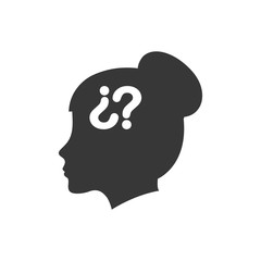 question mark woman head ask why icon. Isolated and flat illustration. Vector graphic