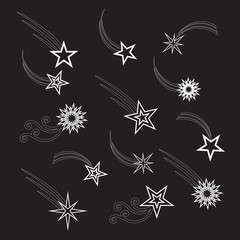 Falling stars vector set.