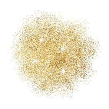 Gold glitter splash on white background. Vector illustration.
