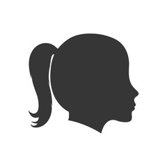 woman female girl head avatar icon. Isolated silhouette and flat illustration. Vector graphic
