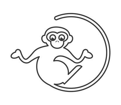 flat design single monkey icon vector illustration