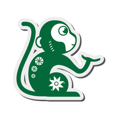 flat design single monkey icon vector illustration