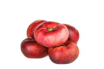 Fresh flat peach fruits on a white background - 117848363