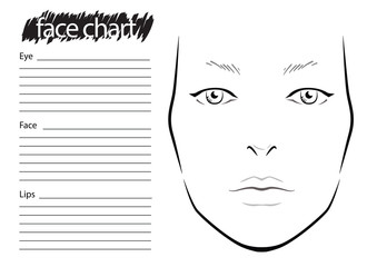 Face chart Makeup Artist Blank. Template. Vector illustration.