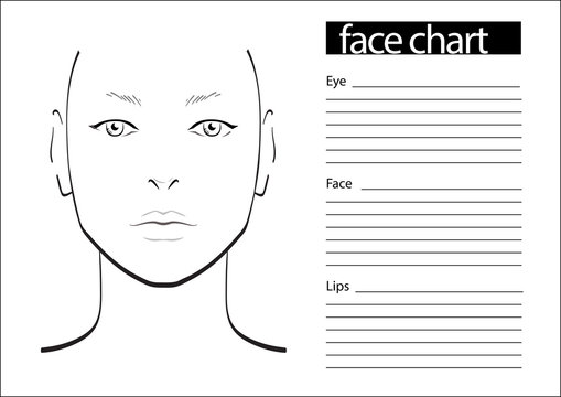 Face chart Makeup Artist Blank. Template. Vector illustration.