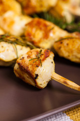 Chicken Kebab or Kabob Skewers. Selective focus. 