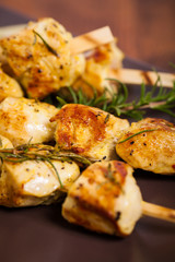 Chicken Kebab or Kabob Skewers. Selective focus. 