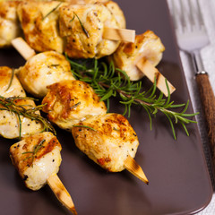 Chicken Kebab or Kabob Skewers. Selective focus. 