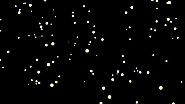 Golden glowing star particle in random direction with bounce on spotlight ground abstract background animation motion graphic 3D render with copy space on black background 