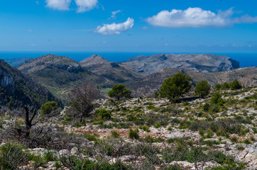 Fototapeta na wymiar Beautiful panorama from the GR 221 Tramuntana mountains, Mallorca, Spain