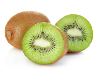 Kiwi fruit close-up isolated on white background.