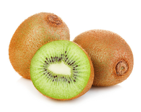 Kiwi fruit close-up isolated on white background.