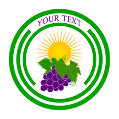 Vector logo grapes and the sun as a template for the design of labels, stickers, signs.