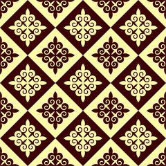 Vector seamless pattern in ethnic national style of Kazakhstan, Asia.