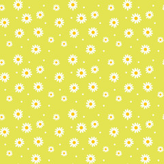 daisy cute seamless pattern. floral retro style simple motif. wh
