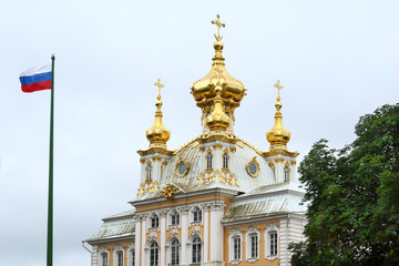 Fototapeta na wymiar The Catherine Palace, located in the town of Tsarskoye Selo (Pushkin), St. Petersburg, Russia