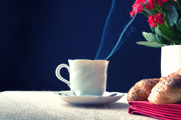 Coffee and croissant for breakfast