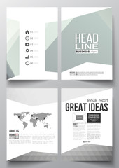 Set of business templates for brochure, magazine, flyer, booklet or annual report. Abstract colorful polygonal background, modern stylish triangle vector texture