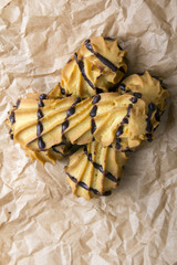 cookies with chocolate on baking paper