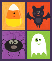 Halloween Design - Cute Halloween design with ghost, spider, candy corn and a bat. Eps10