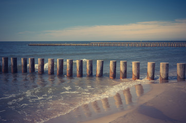 Wooden groyne - Baltic seascape, Poland