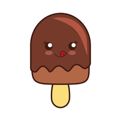ice cream kawaii dessert cartoon happy icon. Isolated and flat illustration. Vector graphic