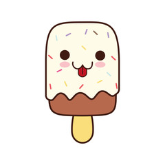 ice cream kawaii dessert cartoon happy icon. Isolated and flat illustration. Vector graphic