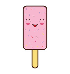 ice cream kawaii dessert cartoon happy icon. Isolated and flat illustration. Vector graphic
