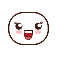 kawaii happy oval face cartoon expression icon. Isolated and flat illustration. Vector graphic
