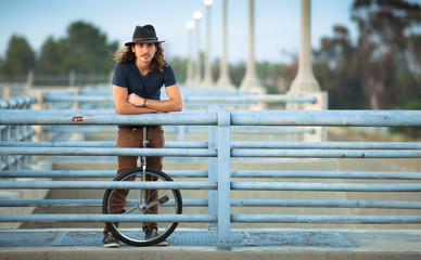 Funky individual street performer portrait offbeat bohemian stylish person © elnariz