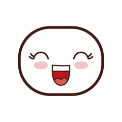 kawaii happy oval face cartoon expression icon. Isolated and flat illustration. Vector graphic